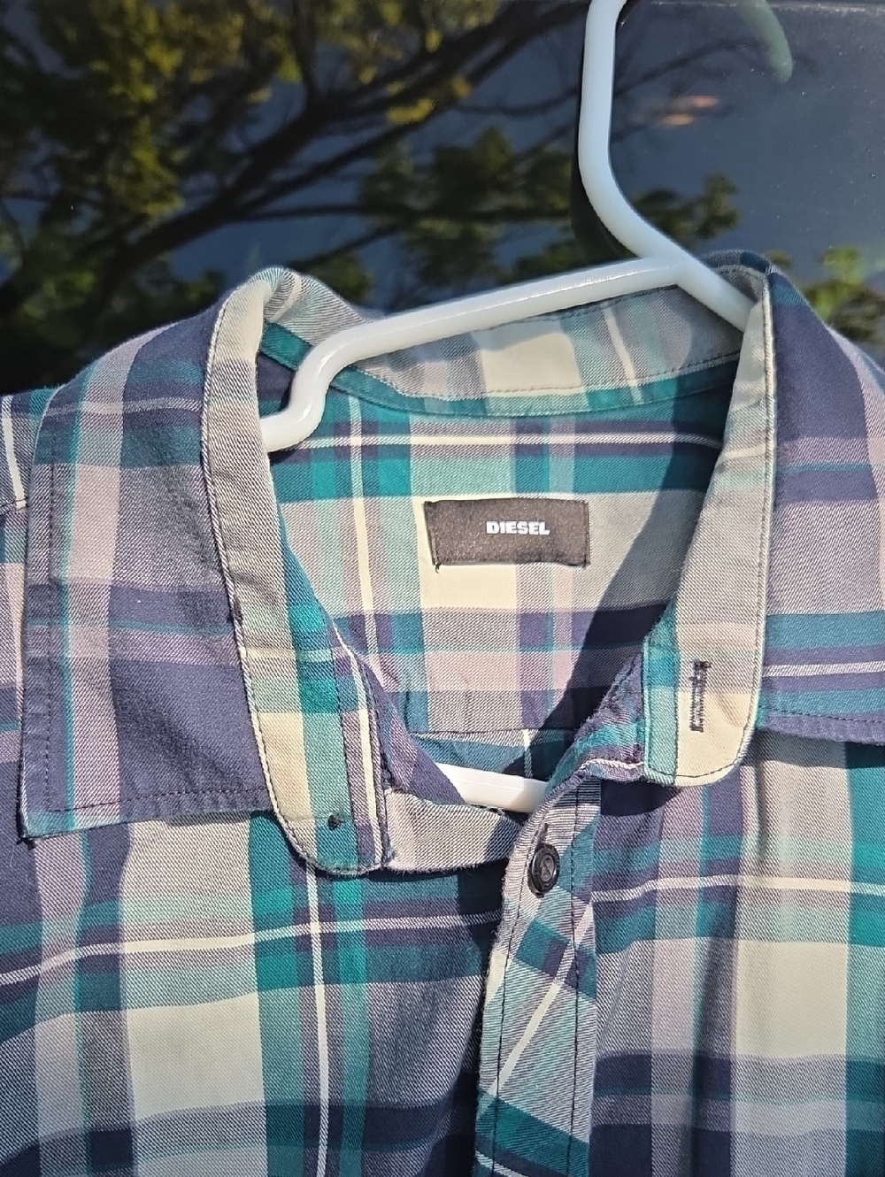 Diesel men's cotton plaid button down